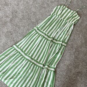 Green and White Striped Maxi Dress
